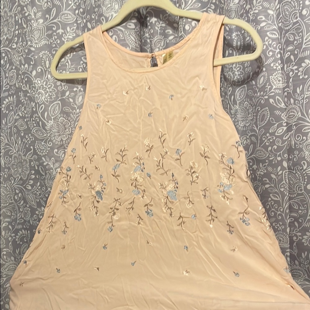 Embellished Cream Sleeveless Tank Top